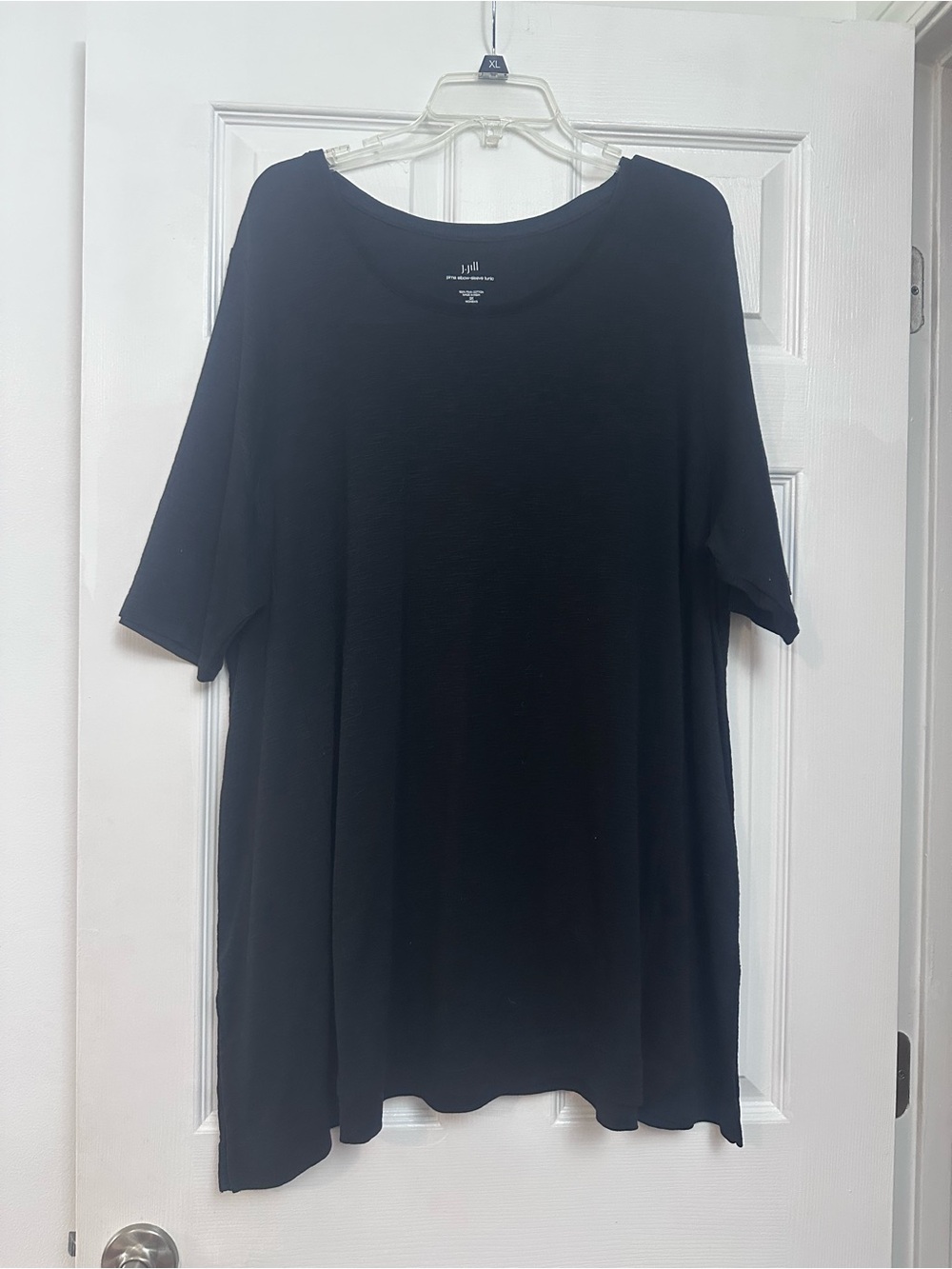 J Jill Pima Cotton Elbow Sleeve Tunic 3X Black